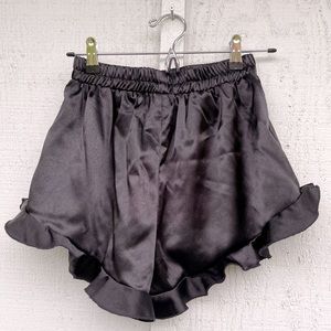 flowy black satin shorts from ME MINE